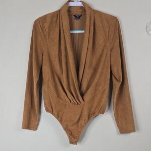 Marciano By Guess Fax Suede Snap Buttoms  Bodysuit Size  Large.